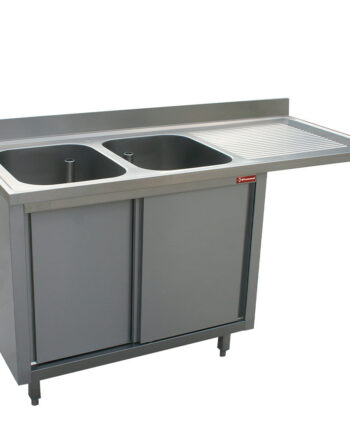 Vask Tanke 400x500xh275 Højre Afløbsbræt Skab Skydelåger Plads Til Opvaskemaskine