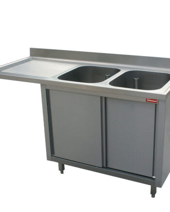 Vask Tanke 500x500x325 Venstre Afdrypningsbræt Skab Skydelåger Plads Til Opvaskemaskine