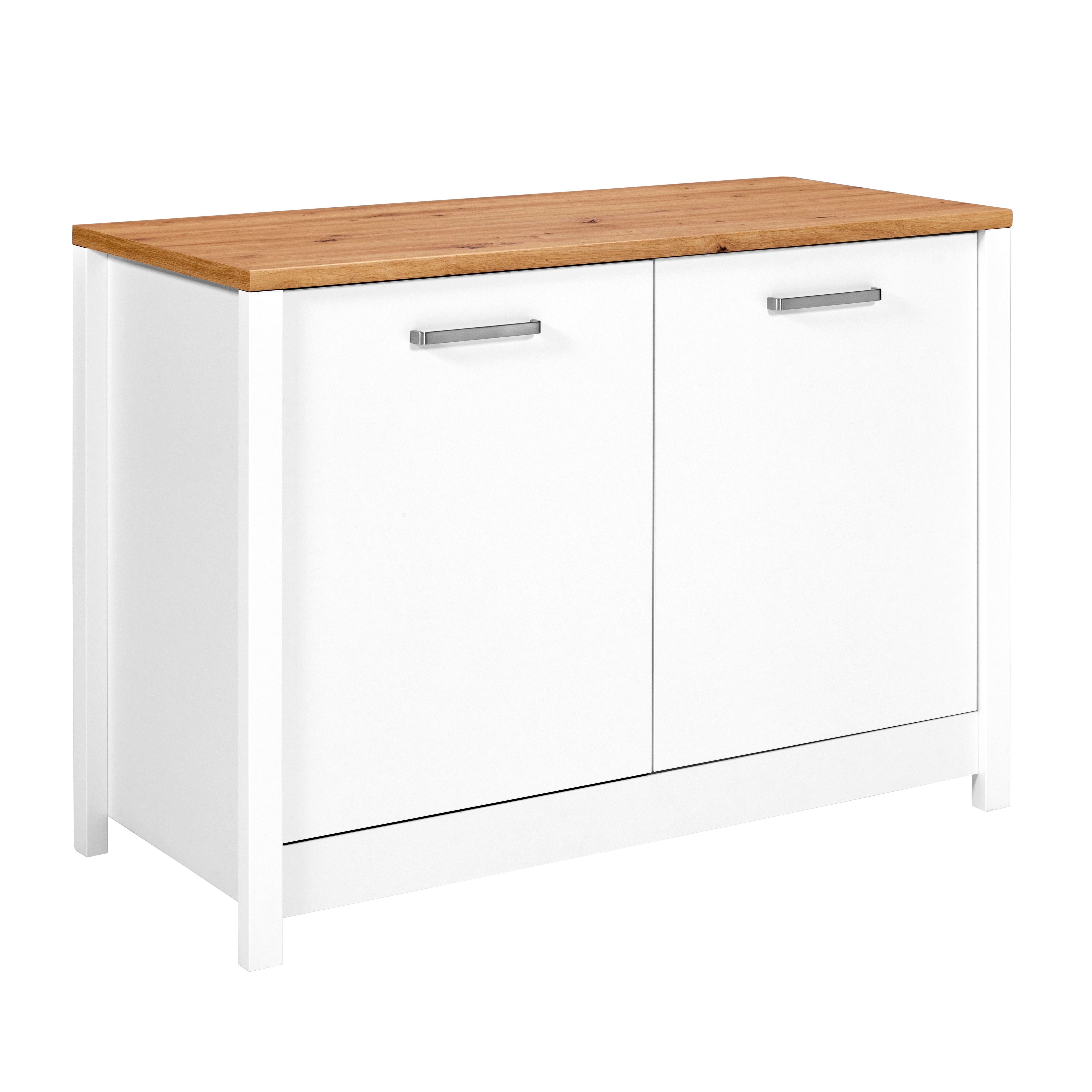 Nordic Living Collection Sicilia Køkkenskab Til Vask Opvaskemaskine Låger Hylde Natur Artisan Egefinish Hvid Melamin